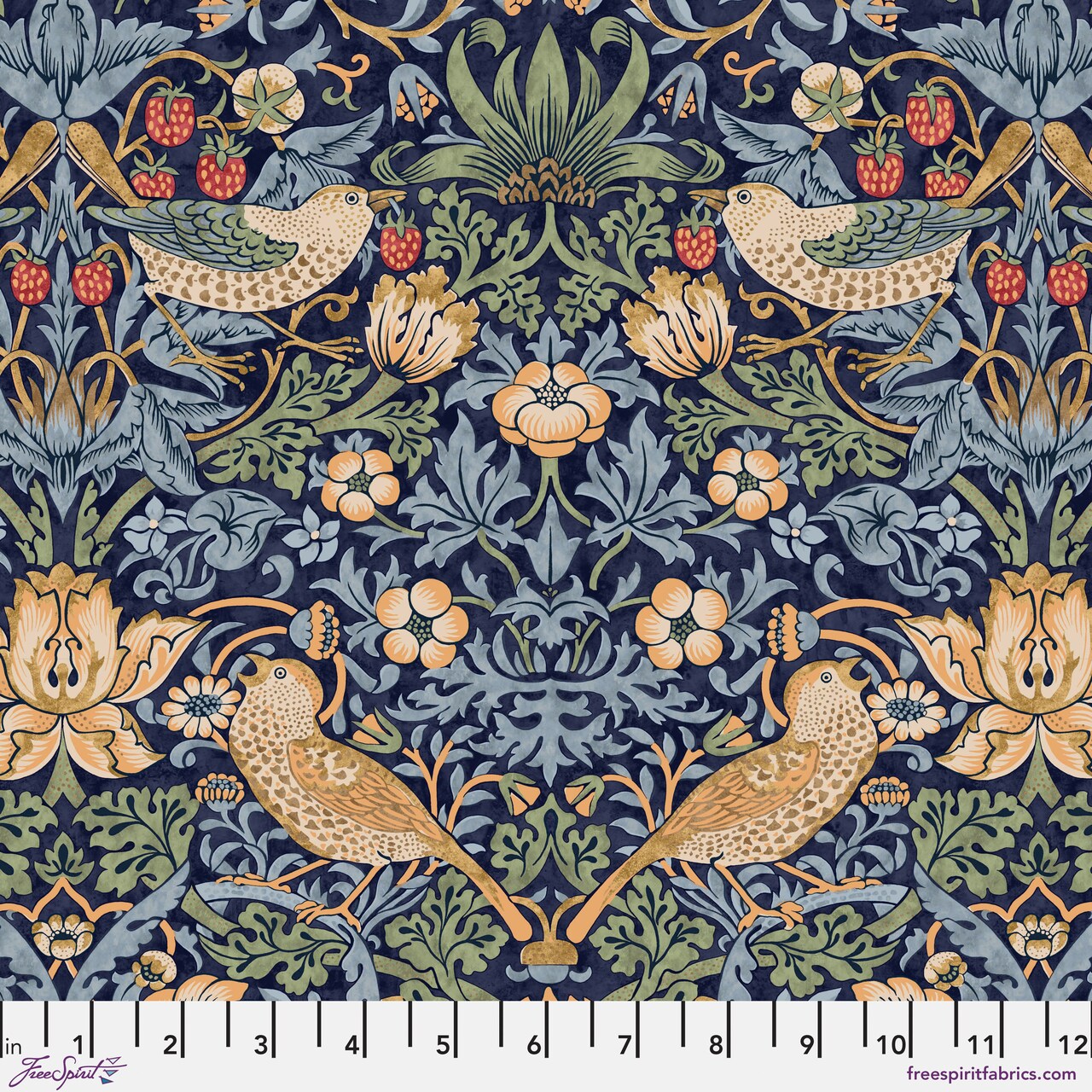 Strawberry Thief in Navy (pwwm001.navyx) | The Classics | The Original Morris & Co | Free Spirit